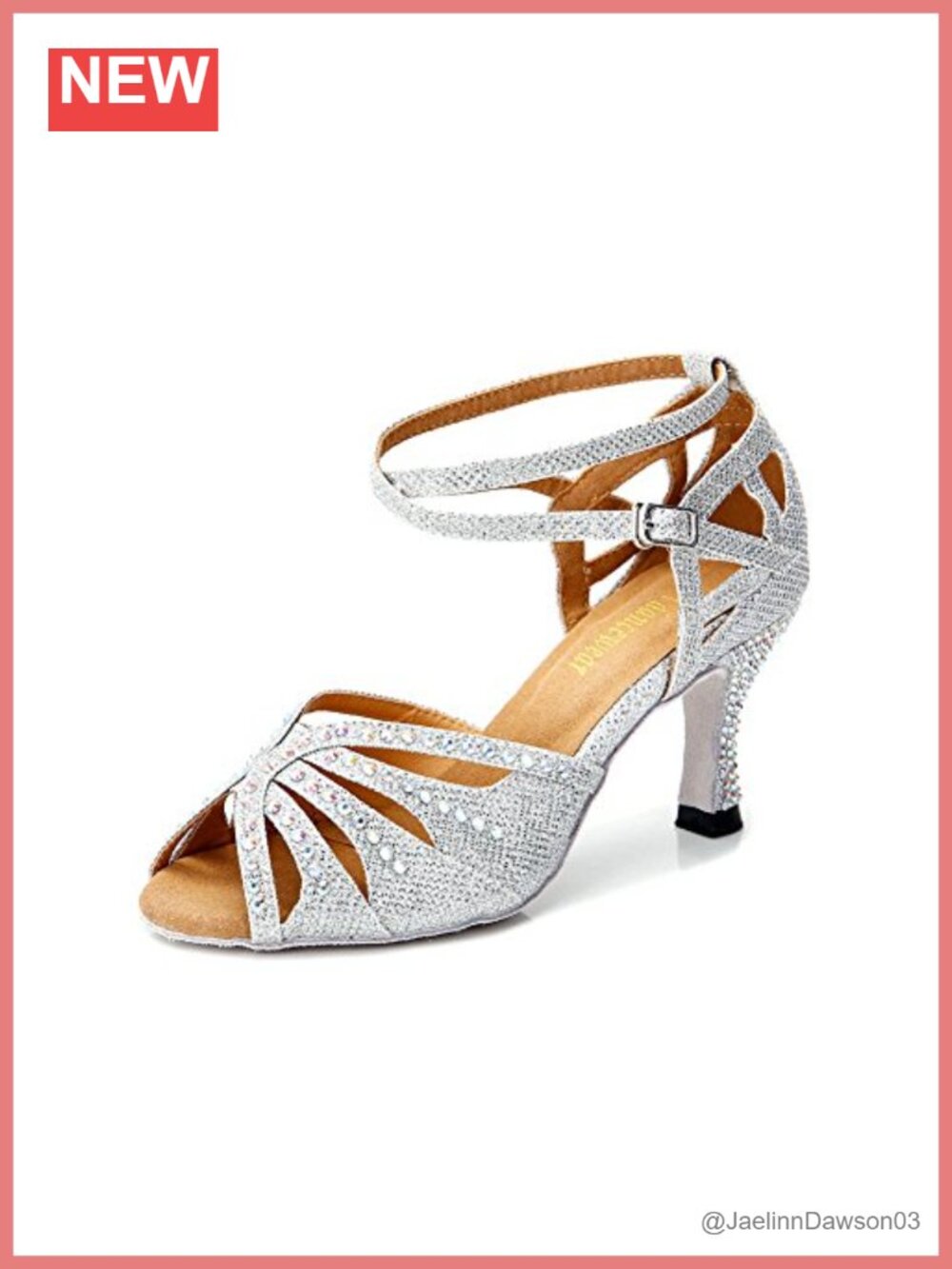 Women's Suede Sole Ballroom Latin Salsa Dance Shoes Rhinestone Sparkly Heels